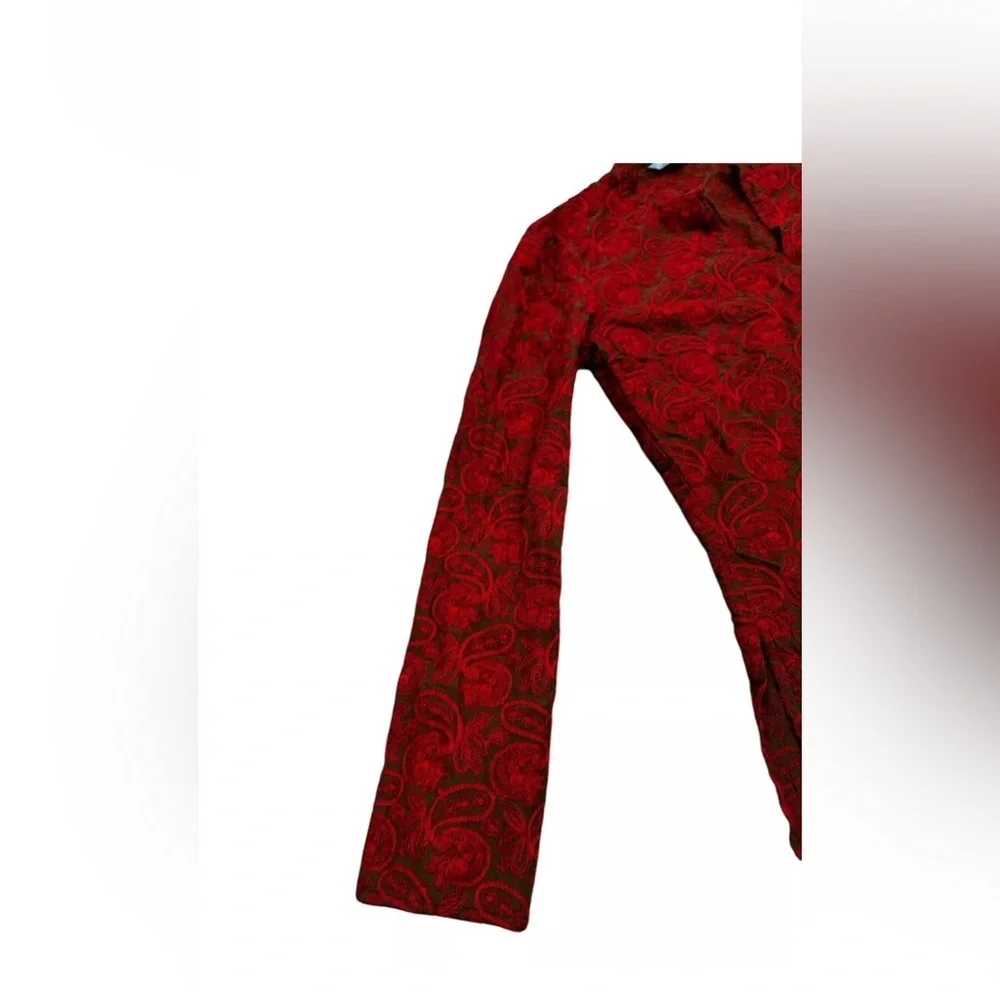 NOS Vintage Johnny Was Paisley Print Tunic Top Red Women’s S Y2K Bohemian Hippie - Picture 2 of 8